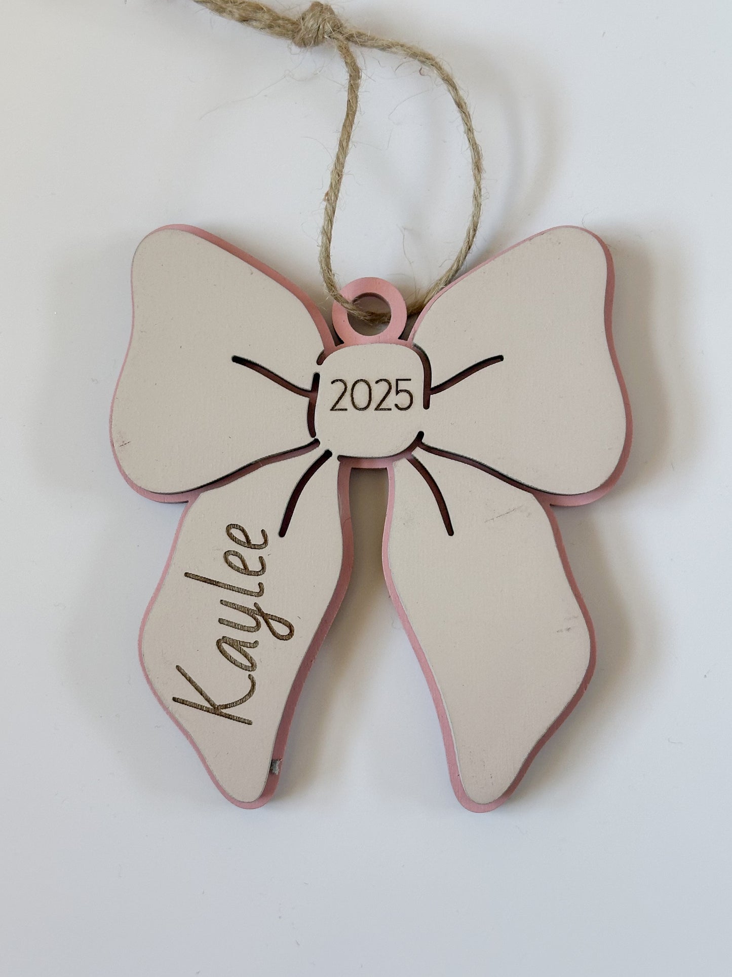 Pastel Bow Ornament (Pink or Purple)