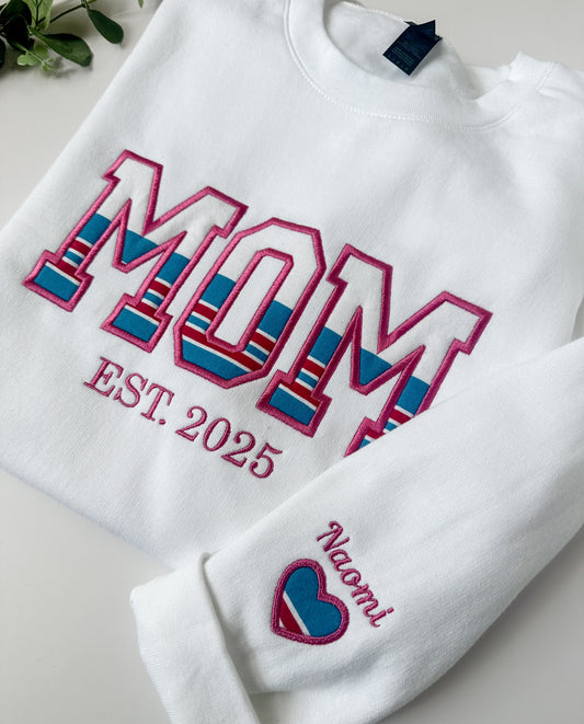 Custom Embroidered MOM Hospital Blanket Sweatshirt
