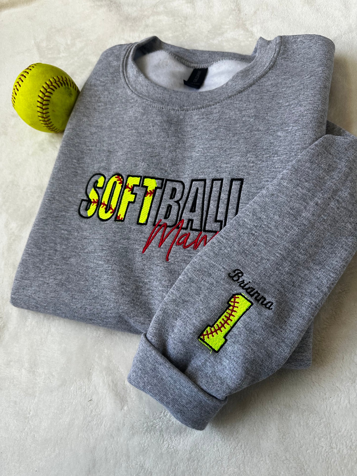 Softball Mama Embroidered Sweatshirt