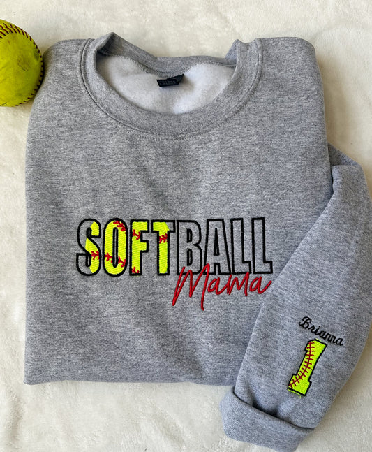 Softball Mama Embroidered Sweatshirt