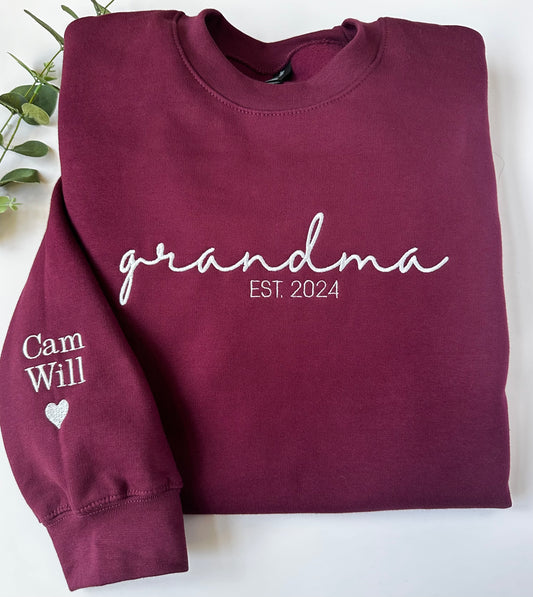 Personalized Grandma Sweatshirt | Custom Embroidered Gift