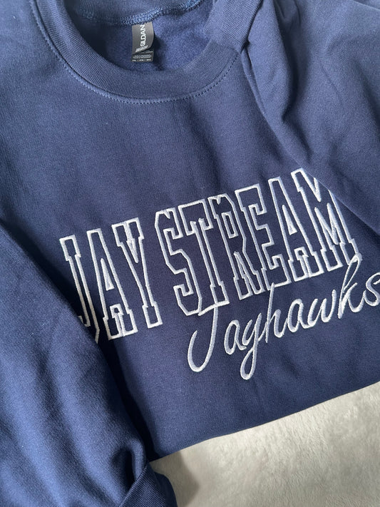 Jay Stream Jayhawks Embroidered Sweatshirt