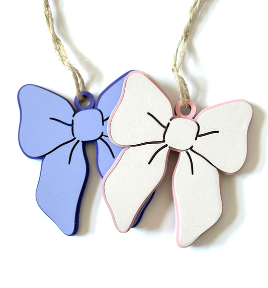 Pastel Bow Ornament (Pink or Purple)