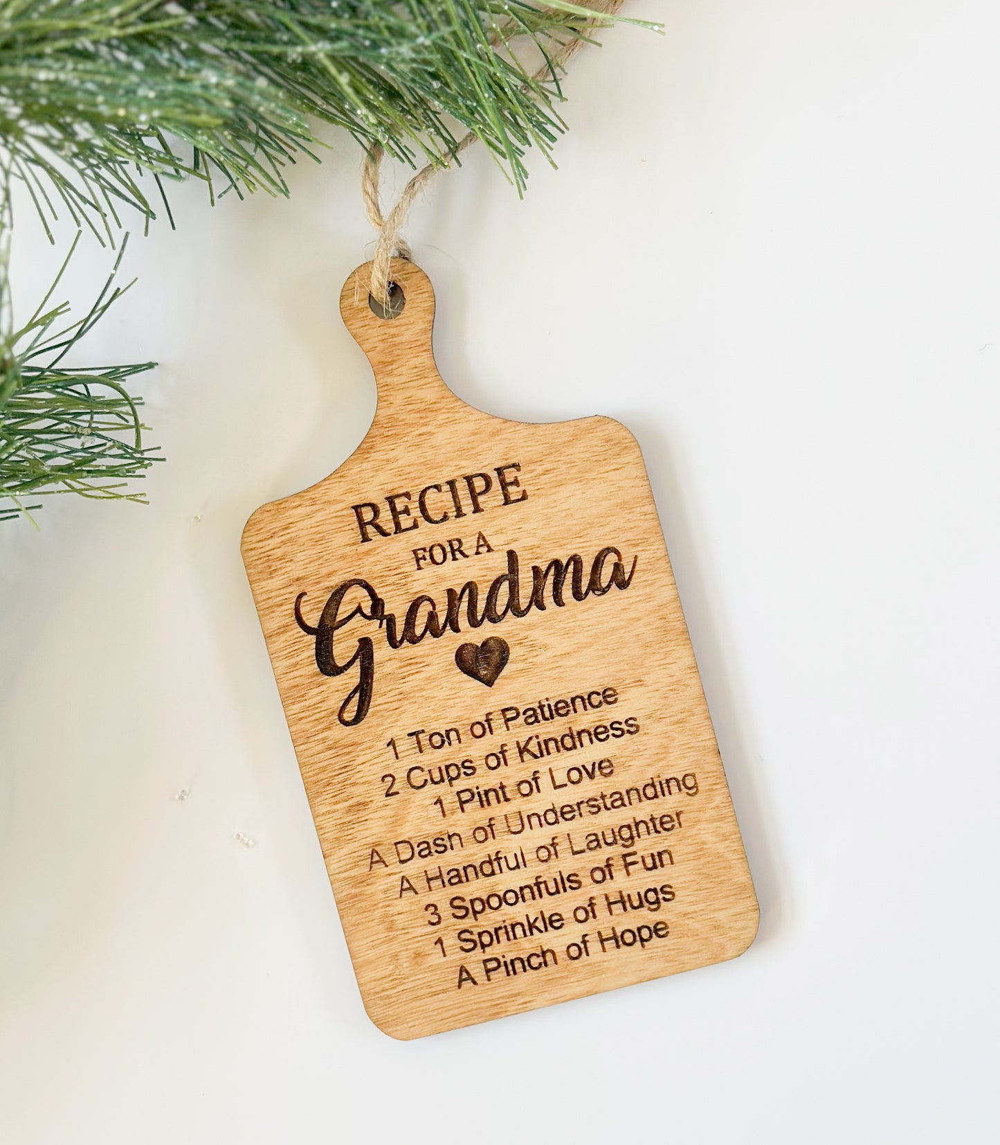 Recipe for a Grandma Mini Cutting Board Ornament