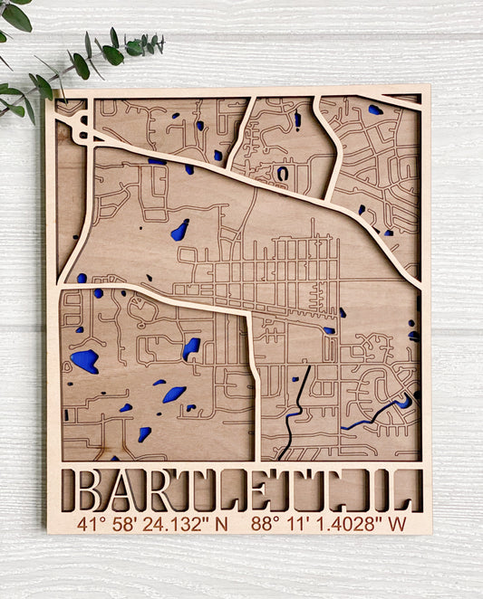 Laser Cut Bartlett Map